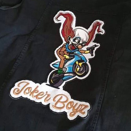 Barevná nášivka Joker Boyz s klaunem na motorce